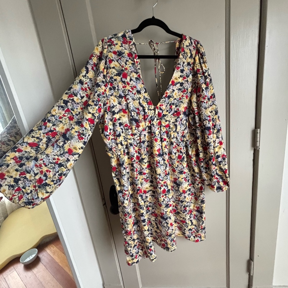 H&M Floral Dress with Red and Blue Accents